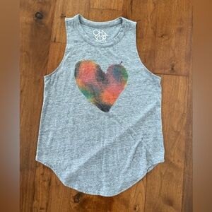 Chaser Evereve Gray Tank with Rainbow Heart